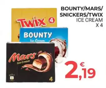 Eté BOUNTY/MARS/ SNICKERS/TWIX ICE CREAM X 4 offerta