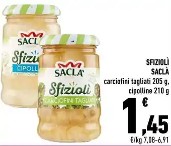 Conad SFIZIOLÌ SACLÀ carciofini tagliati 205 g, cipolline 210 g offerta
