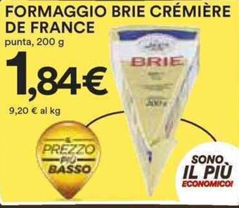 FORMAGGIO BRIE CRÉMIÈRE DE FRANCE punta, 200 g