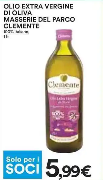 Coop OLIO EXTRA VERGINE DI OLIVA MASSERIE DEL PARCO CLEMENTE 100% italiano, 1 lt offerta