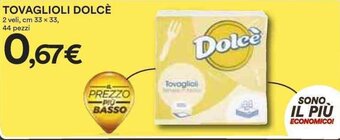 Coop TOVAGLIOLI DOLCÈ 2 veli, cm 33 x 33, 44 pezzi offerta