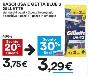 Coop RASOI USA E GETTA BLUE 3 GILLETTE offerta