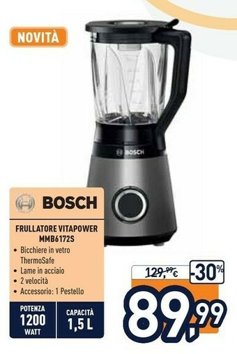 Unieuro Bosch MMB6172S Frullatore Frullatore Da Tavolo Nero, Acciaio Inossidabile 1200 W offerta
