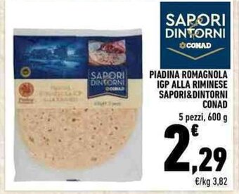 PIADINA ROMAGNOLA IGP ALLA RIMINESE SAPORI&DINTORNI CONAD 5 pezzi, 600 g