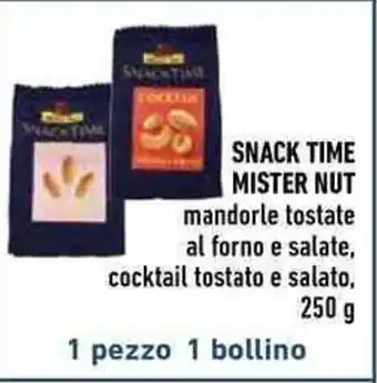 Conad SNACK TIME MISTER NUT mandorle tostate al forno e salate, cocktail tostato e salato, 250 g 1 pezzo 1 bollino offerta
