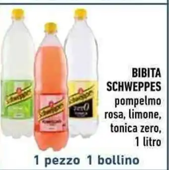 Conad BIBITA SCHWEPPES pompelmo rosa, limone, tonica zero, 1 litro 1 pezzo 1 bollino offerta