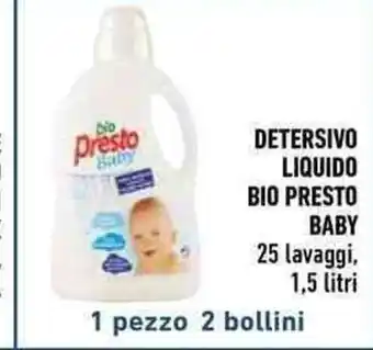 Conad DETERSIVO LIQUIDO BIO PRESTO BABY 25 lavaggi, 1,5 litri 1 pezzo 2 bollini offerta
