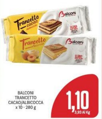 Supermercati Piccolo BALCONI TRANCETTO CACAO/ALBICOCCA x 10-280 g offerta
