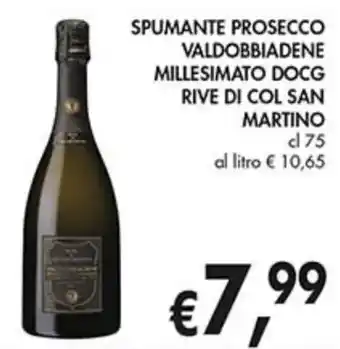 SPUMANTE PROSECCO VALDOBBIADENE MILLESIMATO DOCG RIVE DI COL SAN MARTINO cl 75