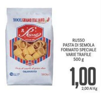 Supermercati Piccolo RUSSO PASTA DI SEMOLA FORMATO SPECIALE VARIE TRAFILE 500 g offerta