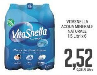 Supermercati Piccolo VITASNELLA ACQUA MINERALE NATURALE 1,5 Litri x 6 offerta