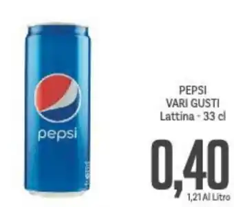 Supermercati Piccolo PEPSI VARI GUSTI Lattina - 33 cl offerta