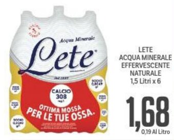 Supermercati Piccolo LETE ACQUA MINERALE EFFERVESCENTE NATURALE 1,5 Litri x 6 offerta