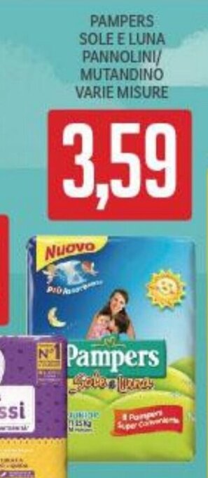 Supermercati Piccolo PAMPERS SOLE E LUNA PANNOLINI/ MUTANDINO VARIE MISURE offerta