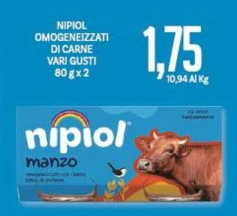 Supermercati Piccolo NIPIOL OMOGENEIZZATI DI CARNE VARI GUSTI 80 g x 2 offerta