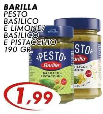 BARILLA PESTO BASILICO E LIMONE BASILICO E PISTACCHIO 190 gr