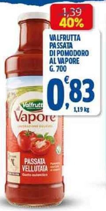 Sigma VALFRUTTA PASSATA DI POMODORO AL VAPORE G. 700 offerta