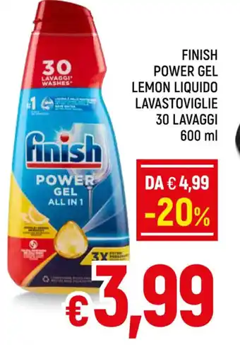 Famila Market FINISH POWER GEL LEMON LIQUIDO LAVASTOVIGLIE 30 LAVAGGI 600 ml offerta