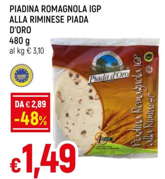 Famila Market PIADINA ROMAGNOLA IGP ALLA RIMINESE PIADA D'ORO 480 g offerta