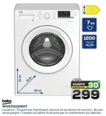 Euronics beko LAVATRICE WUX71232WIIT offerta