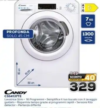 Euronics CANDY LAVATRICE CSS4137TE offerta