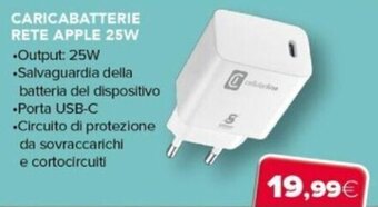 Euronics CELLULARLINE CARICABATTERIE RETE APPLE 25W offerta
