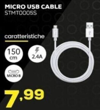 Euronics STEALTH MICRO USB CABLE STMT0005S offerta