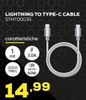 Euronics STEALTH LIGHTNING TO TYPE-C CABLE STMT0003S offerta
