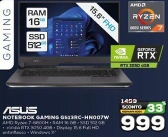 Euronics Asus NOTEBOOK GAMING G513RC-HN007W offerta