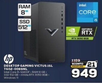 Euronics hp DESKTOP GAMING VICTUS 15L TG02-0069NL offerta