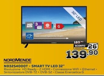 Euronics NORDMENDE ND3254000T-SMART TV LED 32" offerta