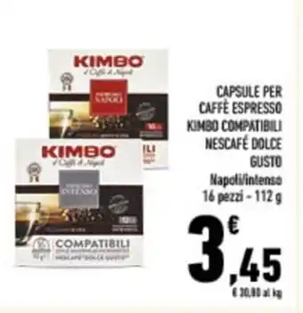 Conad City CAPSULE PER CAFFÈ ESPRESSO KIMBO COMPATIBILI NESCAFE DOLCE GUSTO 16 pezzi- 112 g offerta