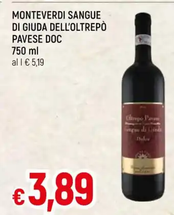 Famila Market MONTEVERDI SANGUE DI GIUDA DELL'OLTREPÒ PAVESE DOC 750 ml offerta