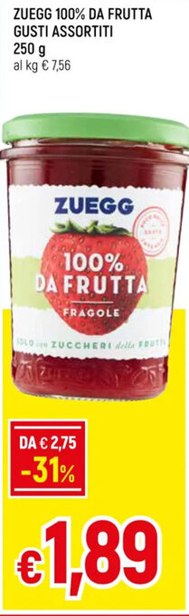 Famila Market ZUEGG 100% DA FRUTTA GUSTI ASSORTITI 250 g offerta
