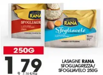 Eurospar LASAGNE RANA SFOGLIAGREZZA/ SFOGLIAVELO 250G offerta