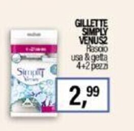 Caddy's GILLETTE SIMPLY VENUS2 Rasoio usa&getta 4+2 pezzi offerta