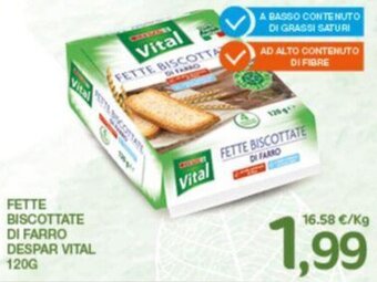 Interspar FETTE BISCOTTATE DI FARRO DESPAR VITAL 120G offerta