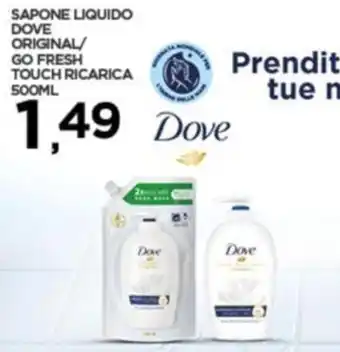 Interspar SAPONE LIQUIDO DOVE ORIGINAL/ GO FRESH TOUCH RICARICA 500ML offerta
