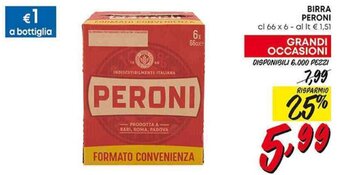 Pam BIRRA PERONI CL 66 X 6 offerta