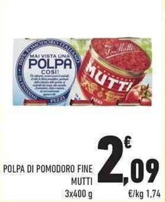 Conad City POLPA DI POMODORO FINE MUTTI 3x400 g offerta