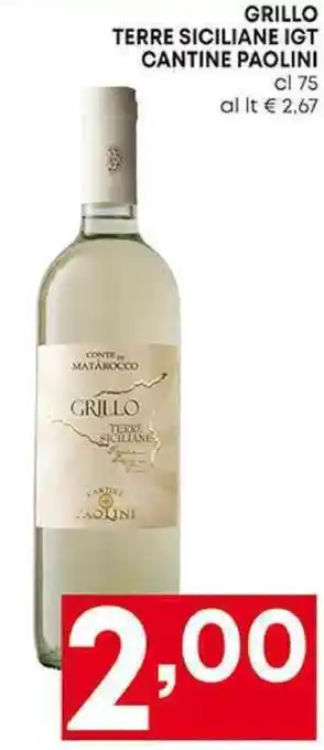 Pam GRILLO TERRE SICILIANE IGT CANTINE PAOLINI cl 75 offerta