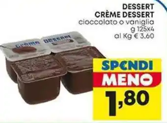 Pam DESSERT CRÈME DESSERT cioccolato o vaniglia g 125x4 offerta