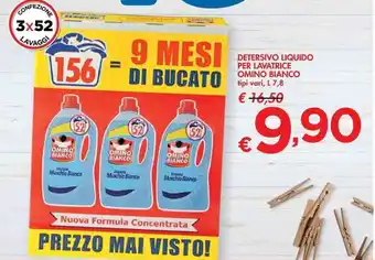 Bennet DETERSIVO LIQUIDO PER LAVATRICE OMINO BIANCO tipi vari, L 7,8 offerta
