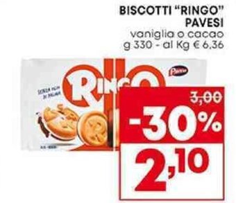 Pam BISCOTTI "RINGO" PAVESI vaniglia o cacao g 330 offerta