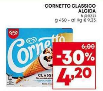 Pam CORNETTO CLASSICO ALGIDA 6 pezzi g 450 offerta