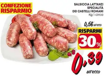 Pam SALSICCIA LATTANZI SPECIALITÀ DEI CASTELLI ROMANI Kg 1 circa offerta