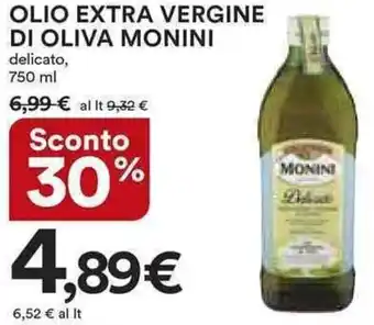 Ipercoop OLIO EXTRA VERGINE DI OLIVA MONINI 750 ml offerta