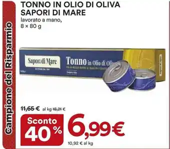 Ipercoop TONNO IN OLIO DI OLIVA SAPORI DI MARE 8 x 80 g offerta