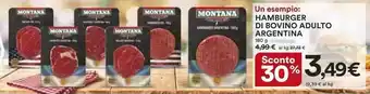 Ipercoop MONTANA HAMBURGER DI BOVINO ADULTO ARGENTINA 180 g offerta