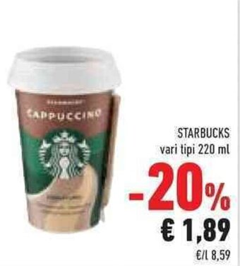 Conad Superstore STARBUCKS vari tipi 220 ml offerta